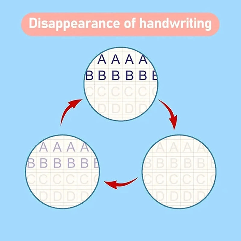 Livro de escrita mágica em português Caderno de caligrafia Montessori para crianças Brinquedo educacional reutilizável para prática de letras caligráficas